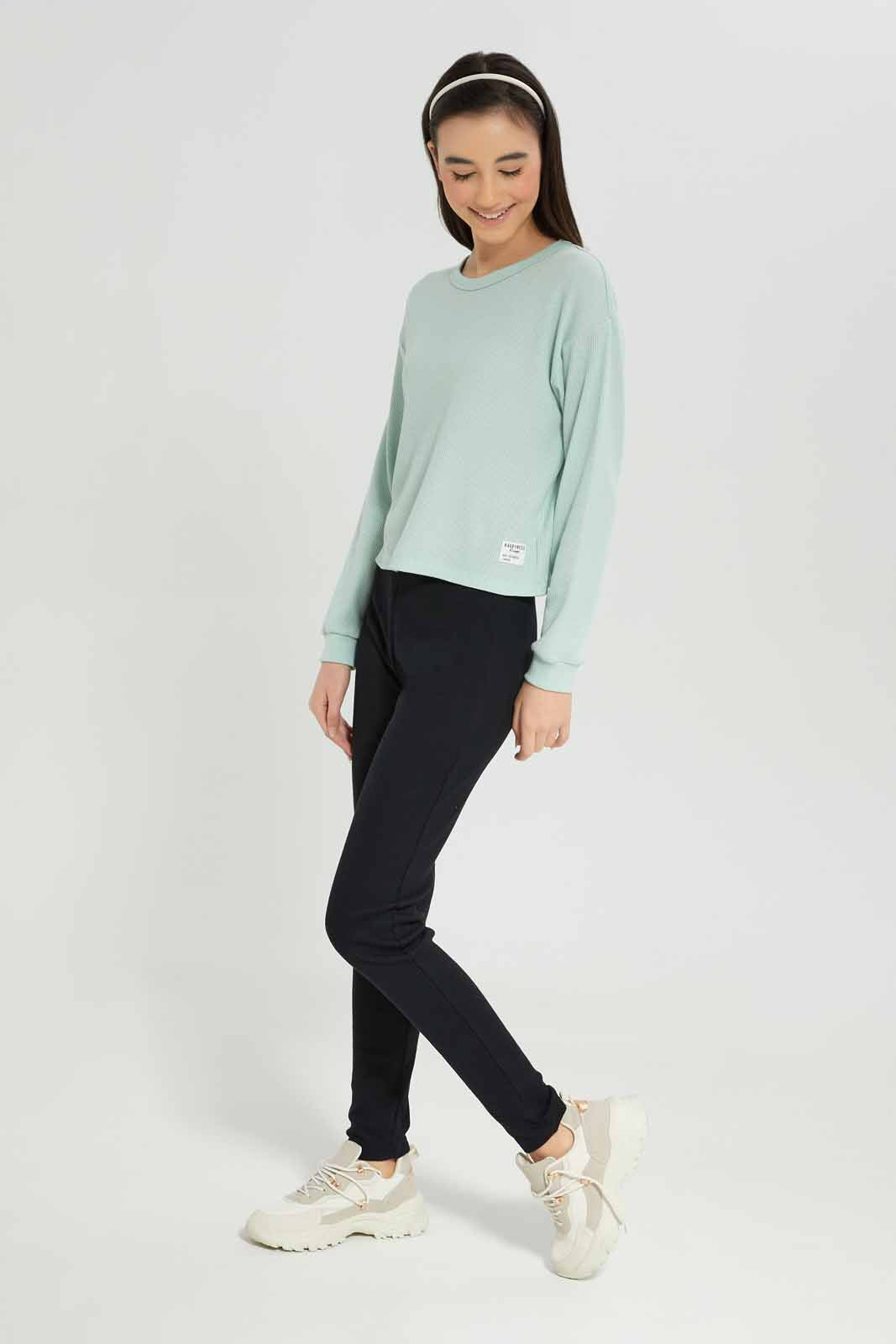 Redtag-Girls-Mint-Waffle-Sweatshirts-Category:Sweatshirts,-Colour:Mint,-Deals:New-In,-Dept:Girls,-Filter:Senior-Girls-(8-to-14-Yrs),-GSR-Sweatshirts,-New-In-GSR-APL,-Non-Sale,-S23A,-Section:Girls-(0-to-14Yrs),-TBL-Senior-Girls-9 to 14 Years