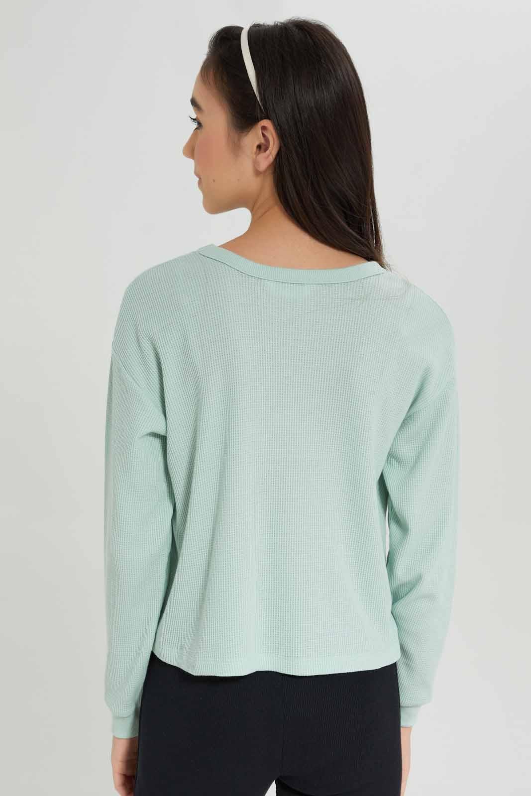 Redtag-Girls-Mint-Waffle-Sweatshirts-Category:Sweatshirts,-Colour:Mint,-Deals:New-In,-Dept:Girls,-Filter:Senior-Girls-(8-to-14-Yrs),-GSR-Sweatshirts,-New-In-GSR-APL,-Non-Sale,-S23A,-Section:Girls-(0-to-14Yrs),-TBL-Senior-Girls-9 to 14 Years