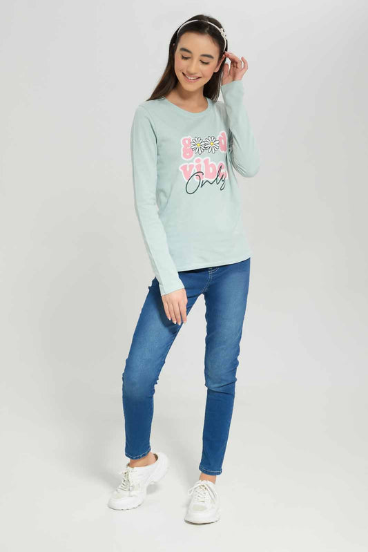 Redtag-Girls-Mint-L/S-T-Shirt-Category:T-Shirts,-Colour:Mint,-Deals:New-In,-Dept:Girls,-Filter:Senior-Girls-(8-to-14-Yrs),-GSR-T-Shirts,-New-In-GSR-APL,-Non-Sale,-S23A,-Section:Girls-(0-to-14Yrs),-TBL-Senior-Girls-9 to 14 Years