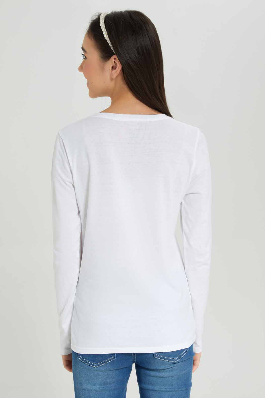 Redtag-Girls-White-L/S-T-Shirt-BTS,-Category:T-Shirts,-Colour:White,-Deals:New-In,-Dept:Girls,-Filter:Senior-Girls-(8-to-14-Yrs),-GSR-T-Shirts,-New-In-GSR-APL,-Non-Sale,-S23A,-Section:Girls-(0-to-14Yrs),-TBL-Senior-Girls-9 to 14 Years