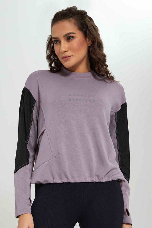 Redtag-Women-Pink-Color-Block-Sweatshirt-Category:Sweatshirts,-Colour:Apricot,-Deals:New-In,-Filter:Women's-Clothing,-New-In-Women-APL,-Non-Sale,-Section:Women,-W22B,-Women-Sweatshirts-Women's-