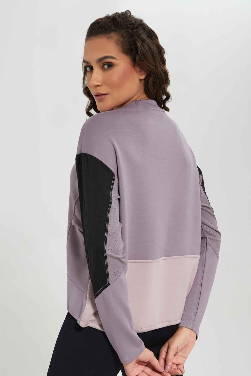 Redtag-Women-Pink-Color-Block-Sweatshirt-Category:Sweatshirts,-Colour:Apricot,-Deals:New-In,-Filter:Women's-Clothing,-New-In-Women-APL,-Non-Sale,-Section:Women,-W22B,-Women-Sweatshirts-Women's-