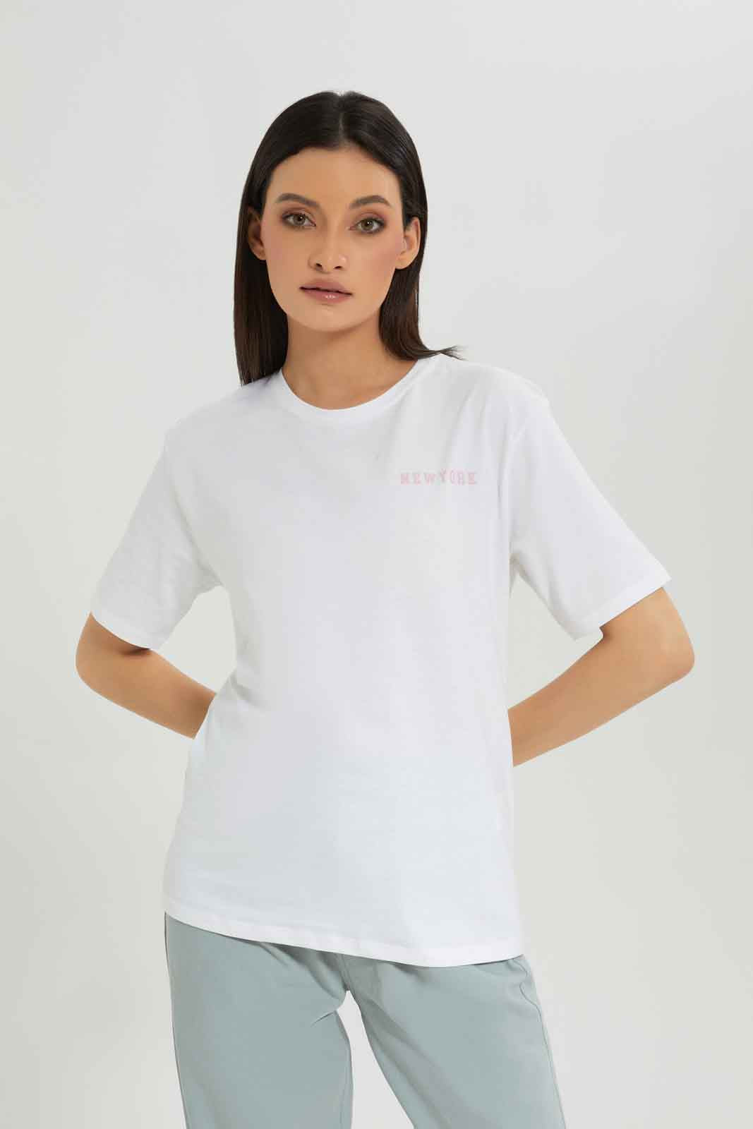 Redtag-Women-White-Boxy-Fit-T-Shirt-With-Placement-Print-And-Print-At-Back-Category:T-Shirts,-Colour:White,-Deals:New-In,-Dept:Ladieswear,-Filter:Women's-Clothing,-New-In-Women-APL,-Non-Sale,-Section:Women,-W22B,-Women-T-Shirts-Women's-