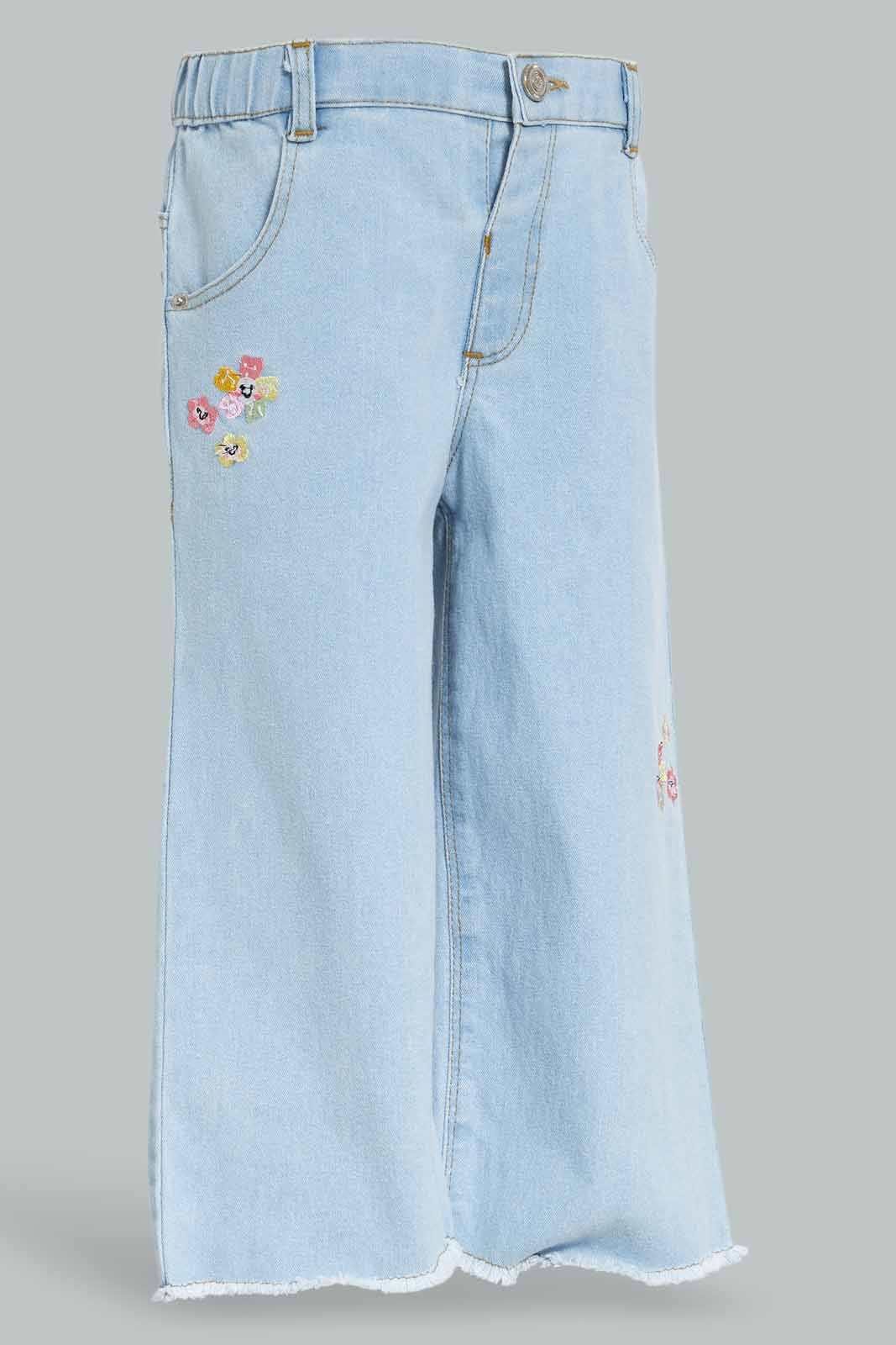 Redtag-Girls-Blue-Straight-Fit-Floral-Embroidery-Jeans-Category:Jeans,-Colour:Blue,-Deals:New-In,-Dept:Girls,-Filter:Infant-Girls-(3-to-24-Mths),-ING-Jeans,-New-In-ING-APL,-Non-Sale,-S23A,-Section:Girls-(0-to-14Yrs)-Infant-Girls-