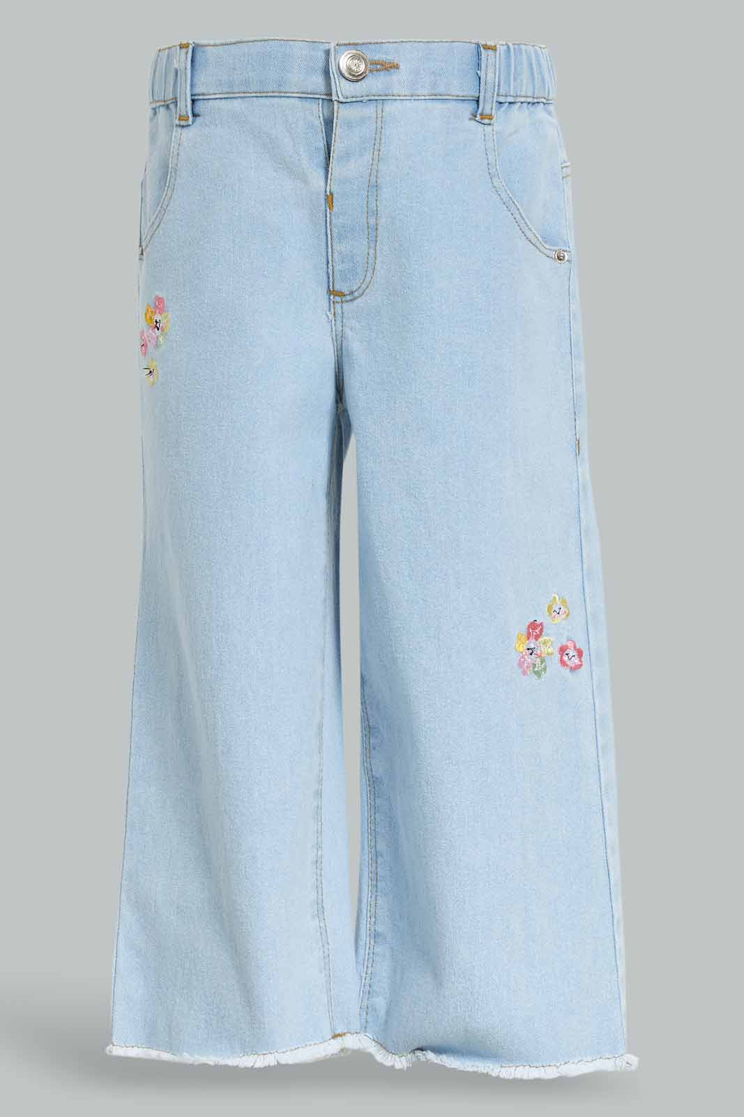Redtag-Girls-Blue-Straight-Fit-Floral-Embroidery-Jeans-Category:Jeans,-Colour:Blue,-Deals:New-In,-Dept:Girls,-Filter:Infant-Girls-(3-to-24-Mths),-ING-Jeans,-New-In-ING-APL,-Non-Sale,-S23A,-Section:Girls-(0-to-14Yrs)-Infant-Girls-