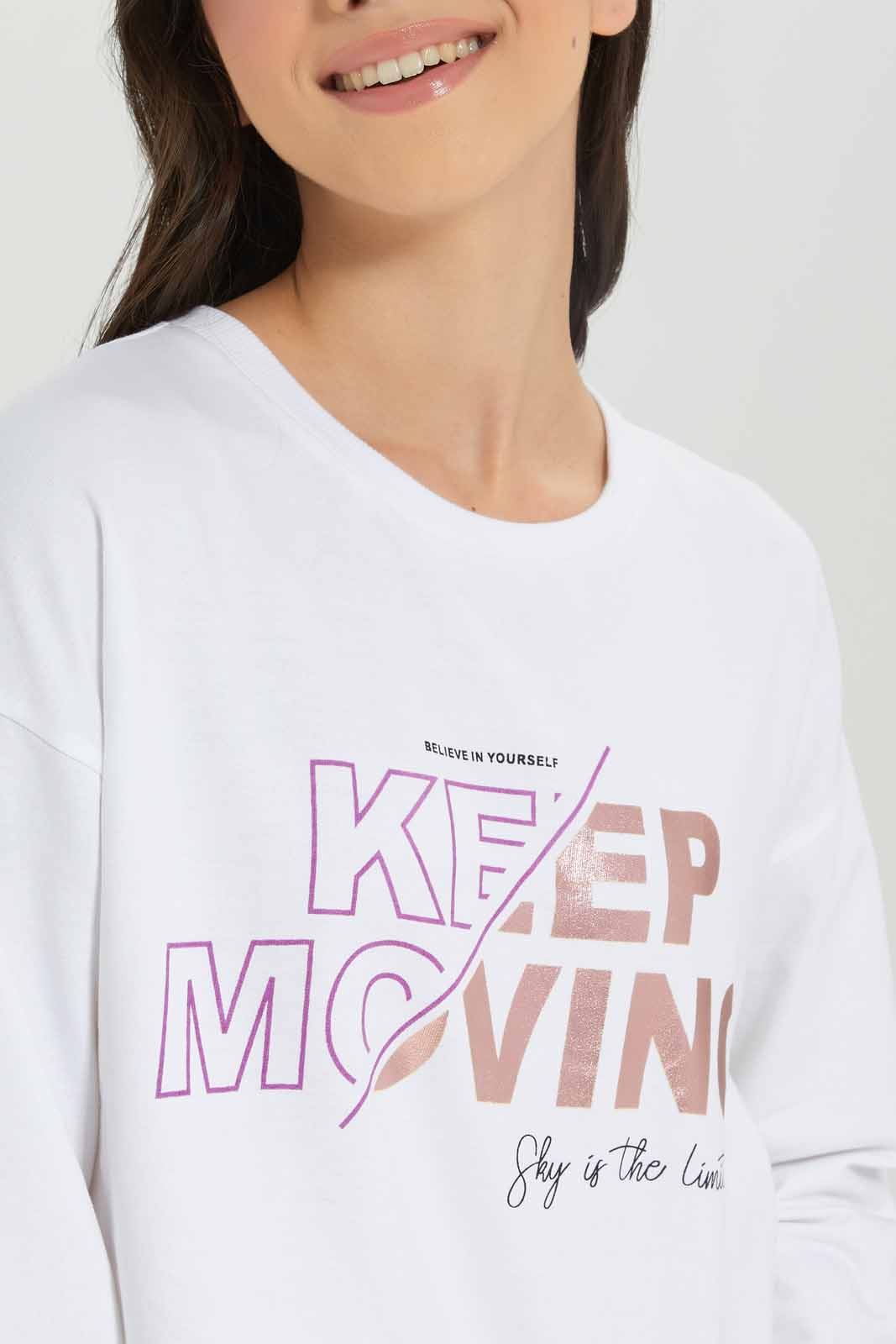 Redtag-Girls-White-Pullon-Sweatshirt-Category:Sweatshirts,-Colour:White,-Deals:New-In,-Dept:Girls,-Filter:Senior-Girls-(8-to-14-Yrs),-GSR-Sweatshirts,-New-In-GSR-APL,-Non-Sale,-S23A,-Section:Girls-(0-to-14Yrs),-TBL-Senior-Girls-9 to 14 Years