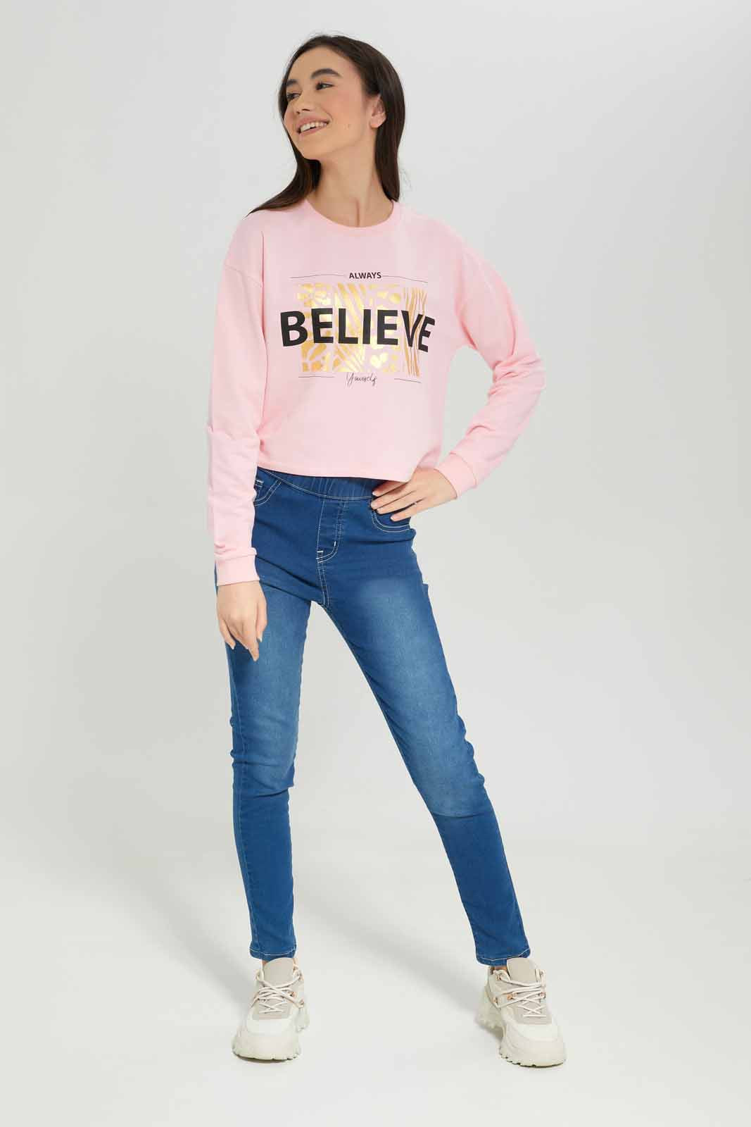 Redtag-Girls-Pale-Pink-Pullon-Sweatshirt-Category:Sweatshirts,-Colour:Apricot,-Deals:New-In,-Dept:Girls,-Filter:Senior-Girls-(8-to-14-Yrs),-GSR-Sweatshirts,-New-In-GSR-APL,-Non-Sale,-S23A,-Section:Girls-(0-to-14Yrs),-TBL-Senior-Girls-9 to 14 Years