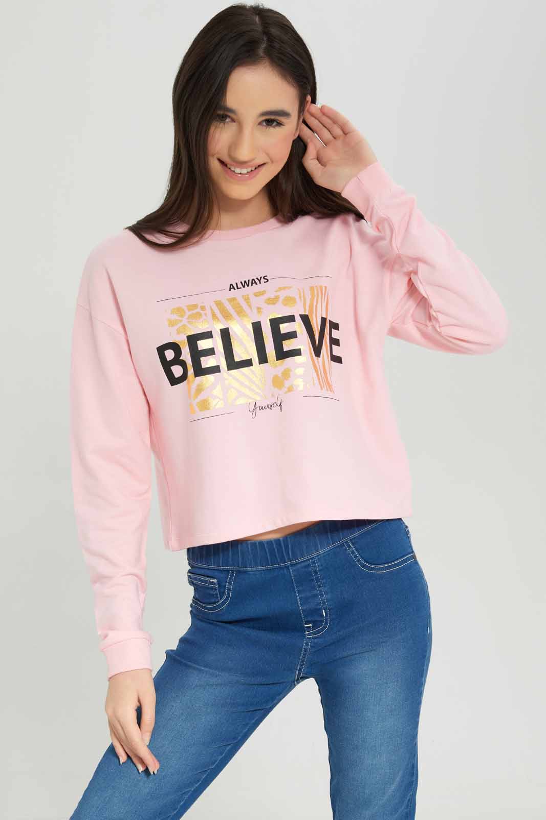 Redtag-Girls-Pale-Pink-Pullon-Sweatshirt-Category:Sweatshirts,-Colour:Apricot,-Deals:New-In,-Dept:Girls,-Filter:Senior-Girls-(8-to-14-Yrs),-GSR-Sweatshirts,-New-In-GSR-APL,-Non-Sale,-S23A,-Section:Girls-(0-to-14Yrs),-TBL-Senior-Girls-9 to 14 Years