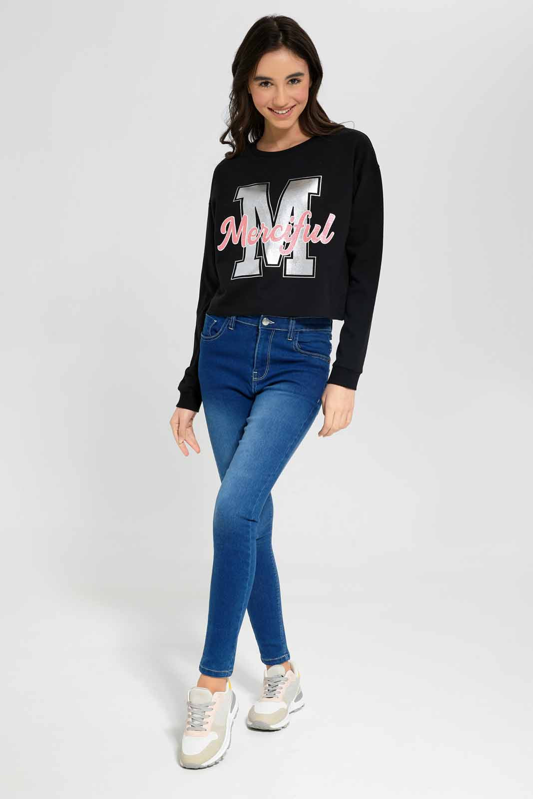 Redtag-Girls-Black-Pullon-Sweatshirt-Category:Sweatshirts,-Colour:Black,-Deals:New-In,-Dept:Girls,-Filter:Senior-Girls-(8-to-14-Yrs),-GSR-Sweatshirts,-New-In-GSR-APL,-Non-Sale,-S23A,-Section:Girls-(0-to-14Yrs),-TBL-Senior-Girls-9 to 14 Years