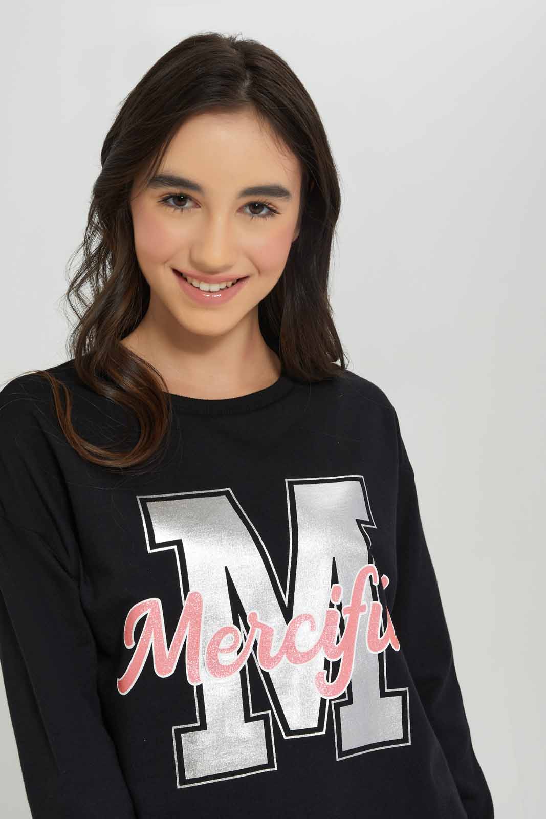Redtag-Girls-Black-Pullon-Sweatshirt-Category:Sweatshirts,-Colour:Black,-Deals:New-In,-Dept:Girls,-Filter:Senior-Girls-(8-to-14-Yrs),-GSR-Sweatshirts,-New-In-GSR-APL,-Non-Sale,-S23A,-Section:Girls-(0-to-14Yrs),-TBL-Senior-Girls-9 to 14 Years