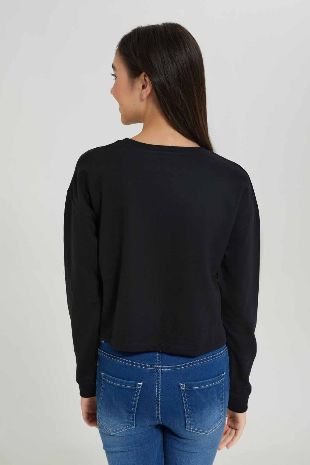 Redtag-Girls-Black-Pullon-Sweatshirt-Category:Sweatshirts,-Colour:Black,-Deals:New-In,-Dept:Girls,-Filter:Senior-Girls-(8-to-14-Yrs),-GSR-Sweatshirts,-New-In-GSR-APL,-Non-Sale,-S23A,-Section:Girls-(0-to-14Yrs),-TBL-Senior-Girls-9 to 14 Years