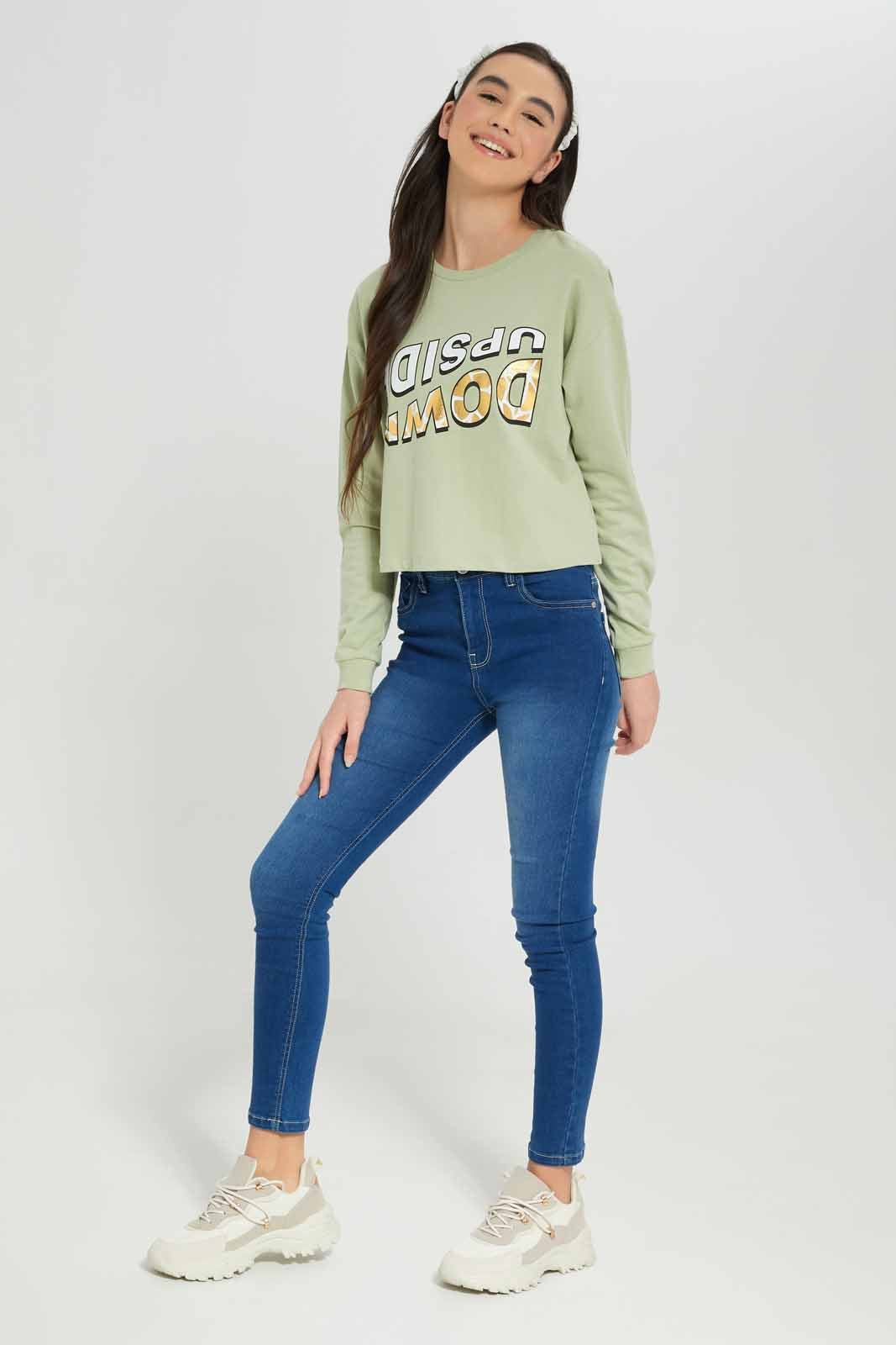 Redtag-Girls-Mint-Pullon-Sweatshirt-Category:Sweatshirts,-Colour:Mint,-Deals:New-In,-Dept:Girls,-Filter:Senior-Girls-(8-to-14-Yrs),-GSR-Sweatshirts,-New-In-GSR-APL,-Non-Sale,-S23A,-Section:Girls-(0-to-14Yrs),-TBL-Senior-Girls-9 to 14 Years
