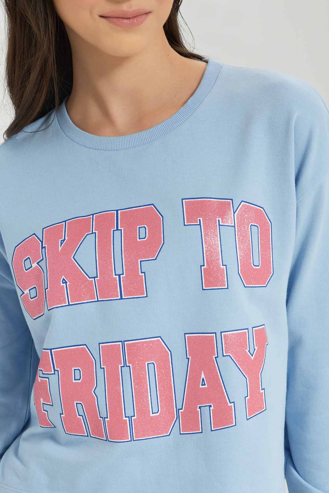 Senior Girls Printed Blue Sweatshirt