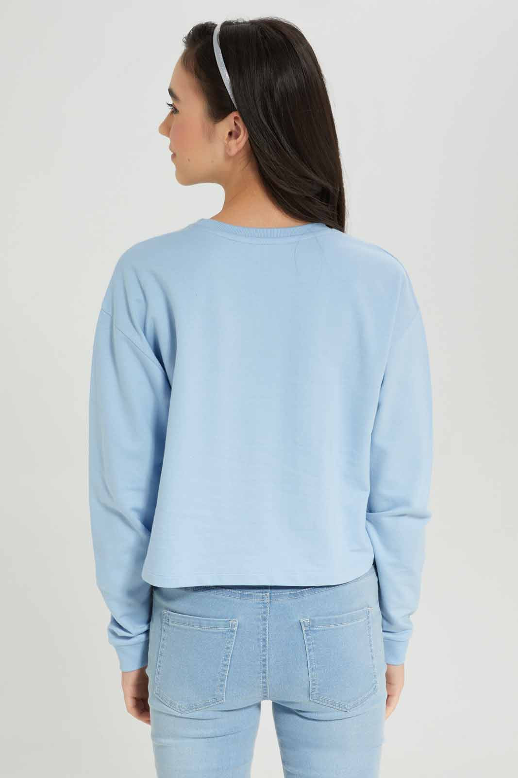 Senior Girls Printed Blue Sweatshirt