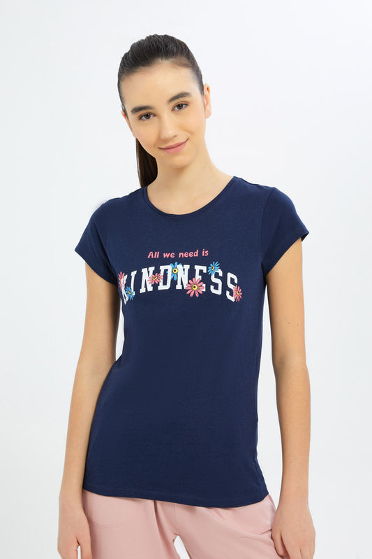 Redtag-Girls-Navy-S/S-T-Shirt-Category:T-Shirts,-Colour:Navy,-Deals:2-FOR-37,-Deals:New-In,-Dept:Girls,-Filter:Senior-Girls-(8-to-14-Yrs),-GSR-T-Shirts,-H1:KWR,-H2:GSR,-H3:TSH,-H4:CAT,-New-In-GSR-APL,-Non-Sale,-S23A,-Season:S23A,-Section:Girls-(0-to-14Yrs),-TBL-Senior-Girls-9 to 14 Years