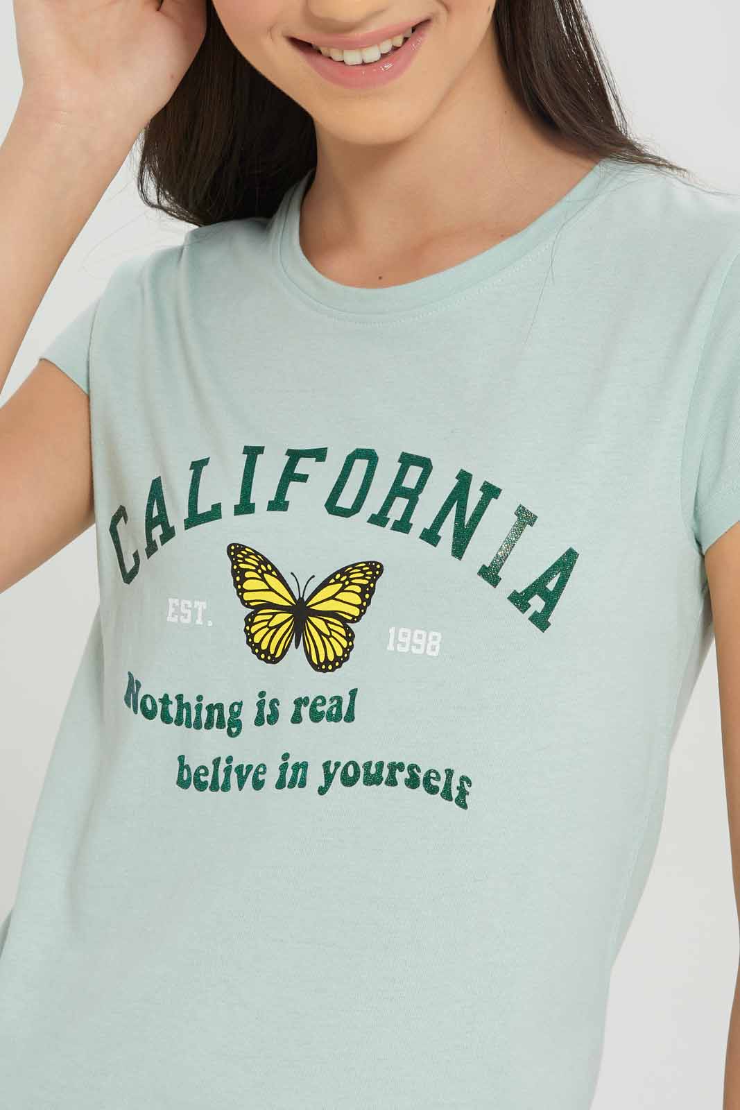 Redtag-Girls-Green-S/S-T-Shirt-Category:T-Shirts,-Colour:Green,-Deals:New-In,-Dept:Girls,-Filter:Senior-Girls-(8-to-14-Yrs),-GSR-T-Shirts,-New-In-GSR-APL,-Non-Sale,-S23A,-Section:Girls-(0-to-14Yrs),-TBL-Senior-Girls-9 to 14 Years