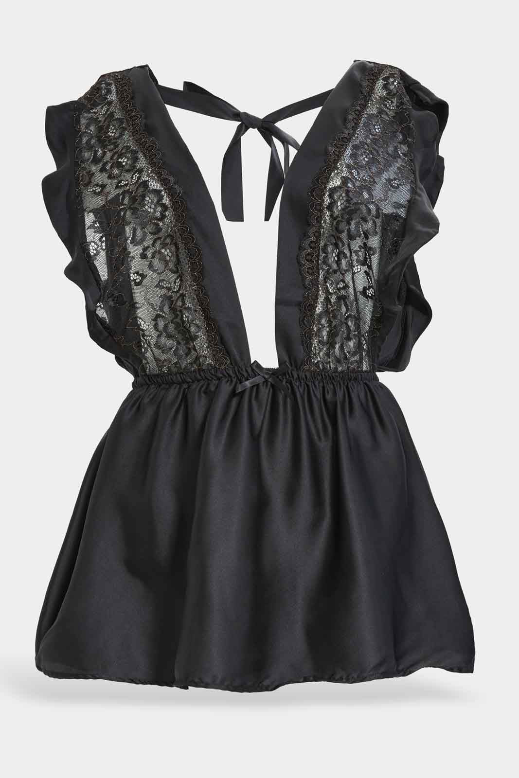 Redtag-Women-Black-Plain-Babydoll-With-Thong-Category:Babydolls,-Colour:Black,-Deals:New-In,-Dept:Ladieswear,-Filter:Women's-Clothing,-New-In-Women-APL,-Non-Sale,-S23A,-Section:Women,-Women-Babydolls--