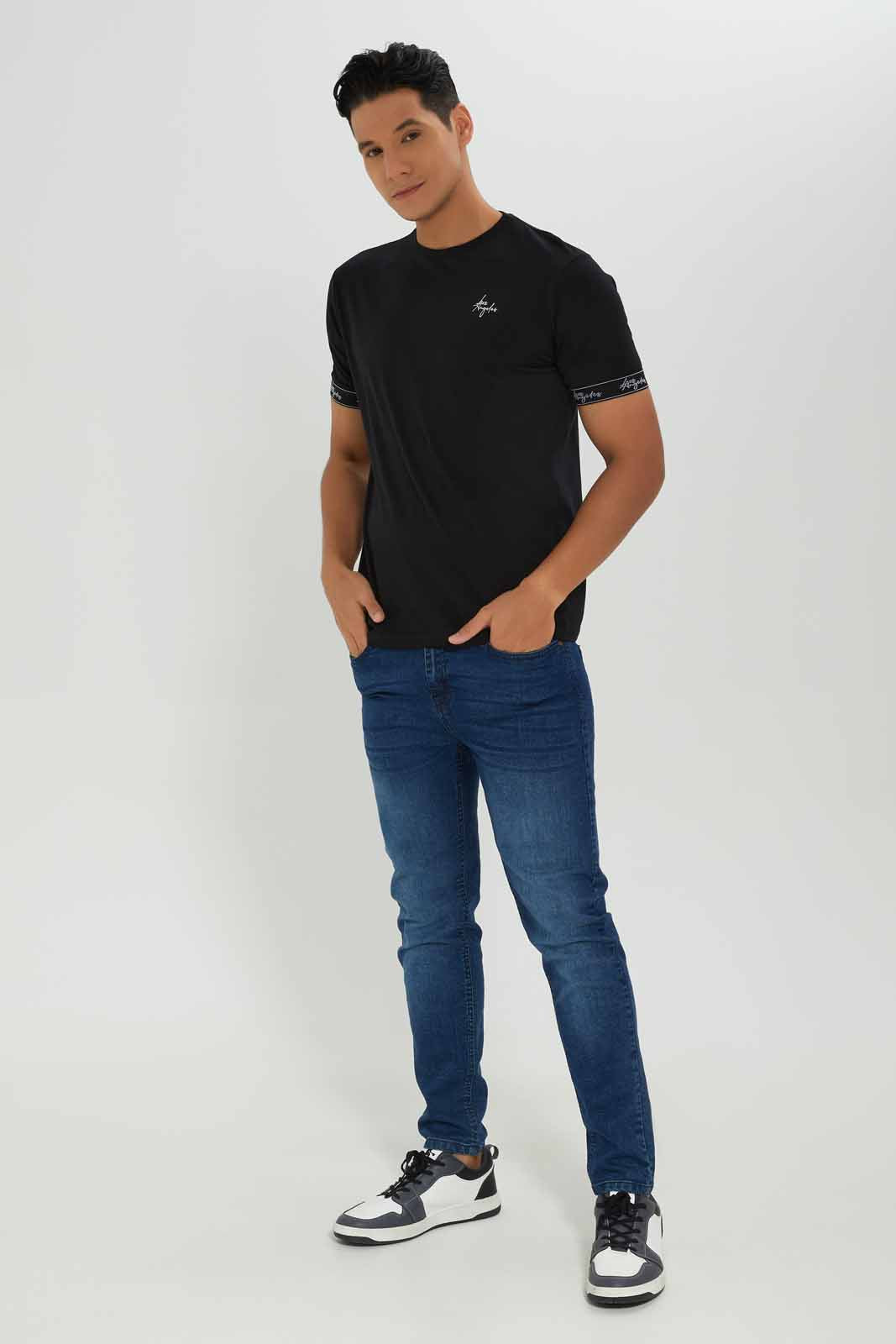 Redtag-Men-Black-Signature-T-Shirt-Category:T-Shirts,-Colour:Black,-Deals:New-In,-Dept:Menswear,-Filter:Men's-Clothing,-Men-T-Shirts,-New-In-Men-APL,-Non-Sale,-S23A,-Section:Men-Men's-