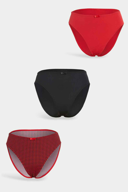 Redtag-Women-Assorted-Houndstooth-Print-2-Solid-Black,-Red/1Print-Hi-Leg-Brief-3-Pack-Category:Briefs,-Colour:Assorted,-Deals:New-In,-Dept:Ladieswear,-Filter:Women's-Clothing,-New-In-Women-APL,-Non-Sale,-S23A,-Section:Women,-Women-Briefs--