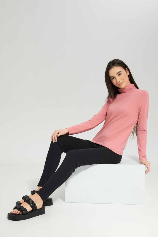 Redtag-Girls-Pink-Turtle-Neck-Top-Category:T-Shirts,-Colour:Apricot,-Deals:New-In,-Dept:Girls,-Filter:Senior-Girls-(8-to-14-Yrs),-GSR-T-Shirts,-New-In-GSR-APL,-Non-Sale,-S23A,-Section:Girls-(0-to-14Yrs),-TBL-Senior-Girls-9 to 14 Years