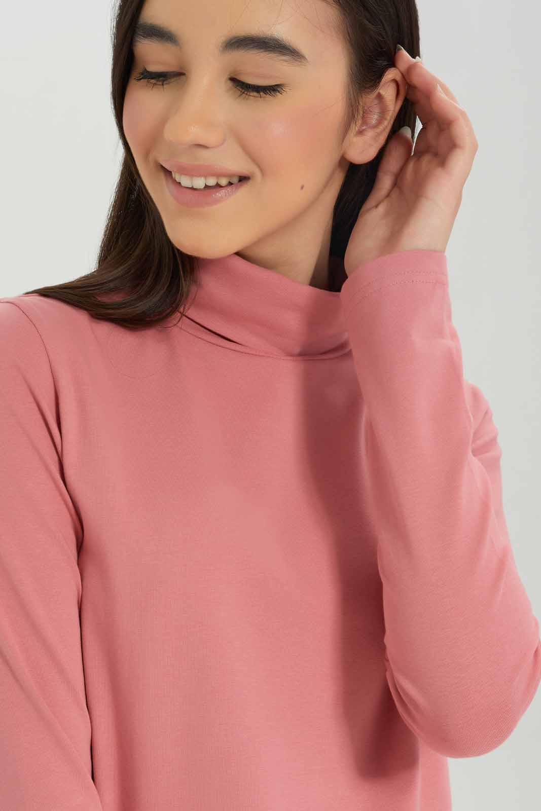Redtag-Girls-Pink-Turtle-Neck-Top-Category:T-Shirts,-Colour:Apricot,-Deals:New-In,-Dept:Girls,-Filter:Senior-Girls-(8-to-14-Yrs),-GSR-T-Shirts,-New-In-GSR-APL,-Non-Sale,-S23A,-Section:Girls-(0-to-14Yrs),-TBL-Senior-Girls-9 to 14 Years