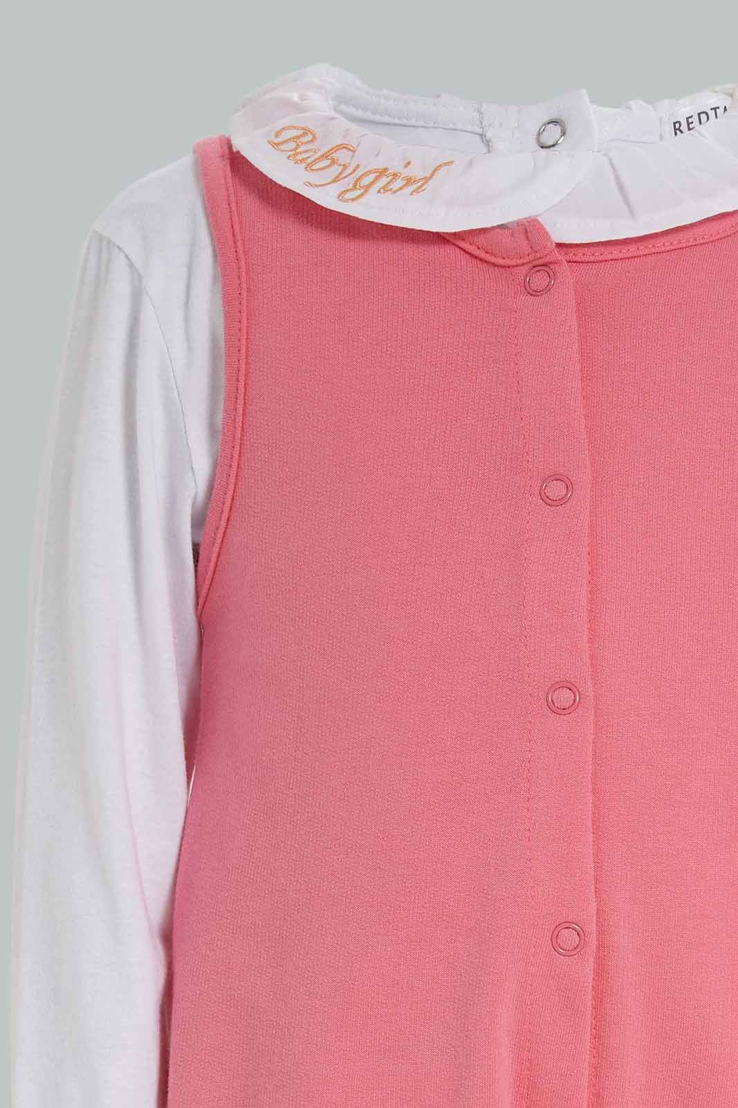 Redtag-Girls-Pink-Knit-Jumpsuit-Category:Jumpsuits,-Colour:Apricot,-Deals:New-In,-Dept:Girls,-Filter:Infant-Girls-(3-to-24-Mths),-ING-Jumpsuits,-New-In-ING-APL,-Non-Sale,-S23A,-Section:Girls-(0-to-14Yrs)-Infant-Girls-