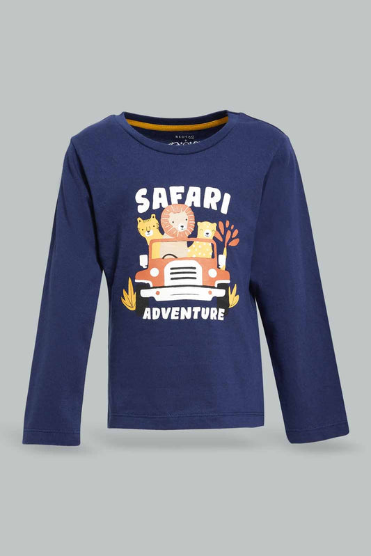 Redtag-Boys-Navy-Safari-Adventure-Ls-T-Shirt-Category:T-Shirts,-Colour:Navy,-Deals:New-In,-Dept:Boys,-Filter:Infant-Boys-(3-to-24-Mths),-INB-T-Shirts,-New-In-INB-APL,-Non-Sale,-S23A,-Section:Boys-(0-to-14Yrs),-TBL-Infant-Boys-3 to 24 Months