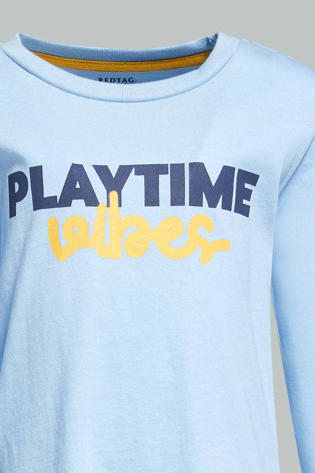 Redtag-Boys-Blue-Play-Time-Ls-T-Shirt-Category:T-Shirts,-Colour:Blue,-Deals:New-In,-Dept:Boys,-Filter:Infant-Boys-(3-to-24-Mths),-INB-T-Shirts,-New-In-INB-APL,-Non-Sale,-S23A,-Section:Boys-(0-to-14Yrs),-TBL-Infant-Boys-3 to 24 Months