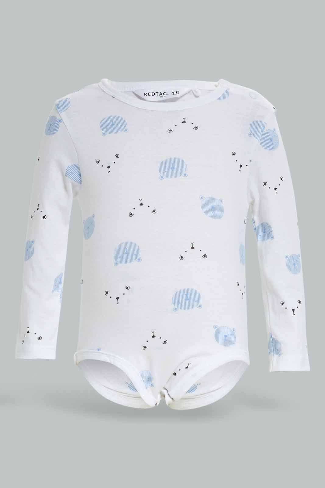 Redtag-Boys-Blue-2-Pc-Rib-Aop-Bodysuit-Category:Bodysuits,-Colour:Blue,-Deals:New-In,-Dept:New-Born,-Filter:Baby-(0-to-12-Mths),-NBB-Bodysuits,-New-In-NBB-APL,-Non-Sale,-S23A,-Section:Boys-(0-to-14Yrs)-Baby-