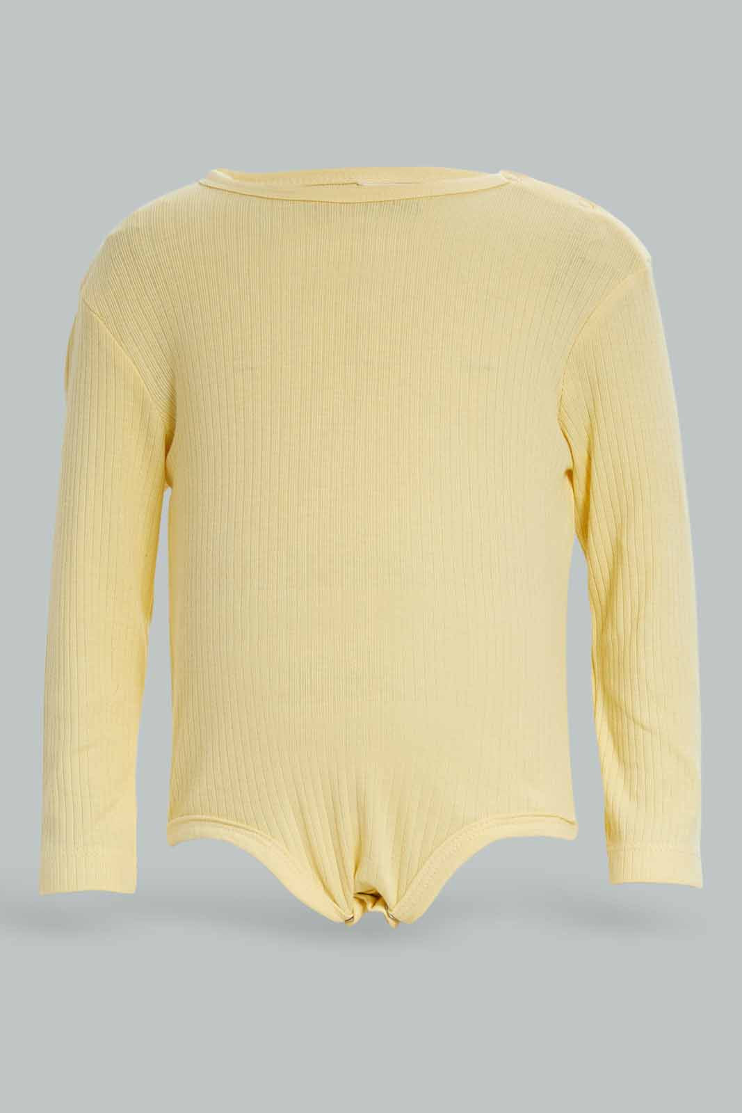 Redtag-Boys-Yellow-2-Pc-Rib-Aop-Bodysuit-Category:Bodysuits,-Colour:Yellow,-Deals:New-In,-Dept:New-Born,-Filter:Baby-(0-to-12-Mths),-NBB-Bodysuits,-New-In-NBB-APL,-Non-Sale,-S23A,-Section:Boys-(0-to-14Yrs)-Baby-