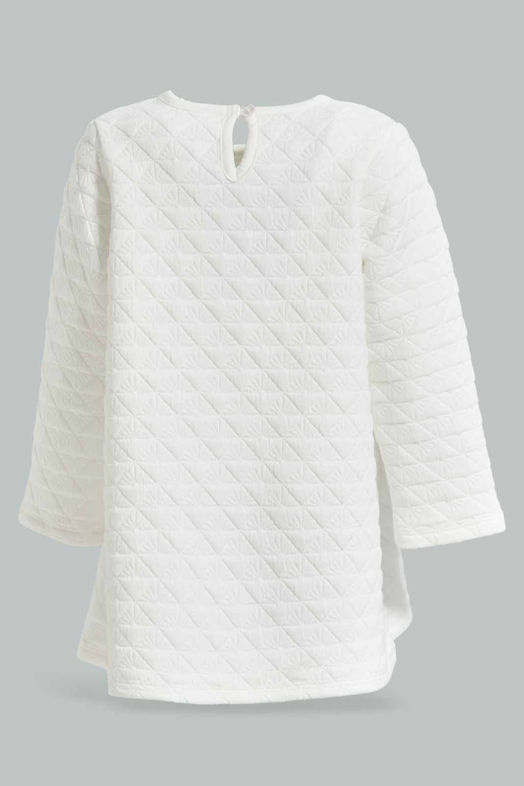 Redtag-Girls-White-Quilted-Dress-Category:Dresses,-Colour:Ivory,-Deals:New-In,-Dept:Girls,-Filter:Infant-Girls-(3-to-24-Mths),-ING-Dresses,-New-In-ING-APL,-Non-Sale,-S23A,-Section:Girls-(0-to-14Yrs)-Infant-Girls-