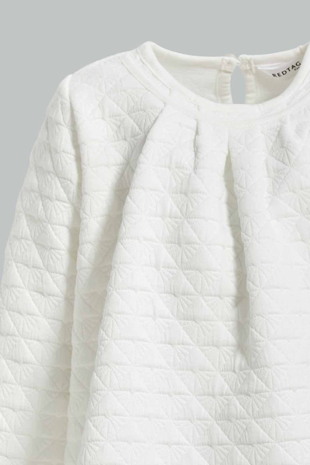 Redtag-Girls-White-Quilted-Dress-Category:Dresses,-Colour:Ivory,-Deals:New-In,-Dept:Girls,-Filter:Infant-Girls-(3-to-24-Mths),-ING-Dresses,-New-In-ING-APL,-Non-Sale,-S23A,-Section:Girls-(0-to-14Yrs)-Infant-Girls-