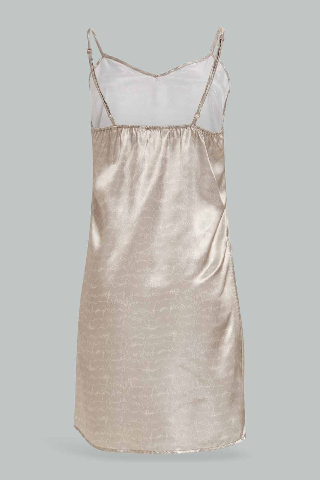 Redtag-Women-Beige-Color-Aop-Chemise-Category:Chemises,-Colour:Beige,-Deals:New-In,-Dept:Ladieswear,-Filter:Women's-Clothing,-New-In-Women-APL,-Non-Sale,-S23A,-Section:Women,-Women-Chemises--