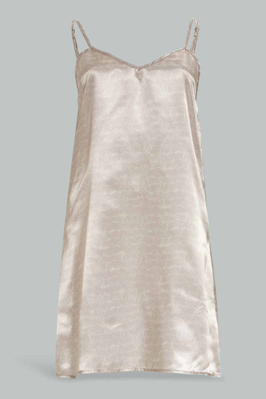 Redtag-Women-Beige-Color-Aop-Chemise-Category:Chemises,-Colour:Beige,-Deals:New-In,-Dept:Ladieswear,-Filter:Women's-Clothing,-New-In-Women-APL,-Non-Sale,-S23A,-Section:Women,-Women-Chemises--