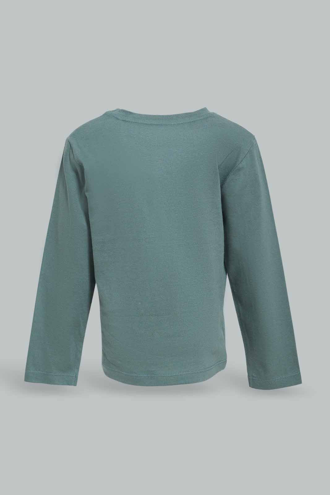 Redtag-Boys-Khaki-Cat-Ls-Tshirt-Category:T-Shirts,-Colour:Green,-Deals:New-In,-Dept:Boys,-Filter:Infant-Boys-(3-to-24-Mths),-INB-T-Shirts,-New-In-INB-APL,-Non-Sale,-S23A,-Section:Boys-(0-to-14Yrs),-TBL-Infant-Boys-3 to 24 Months