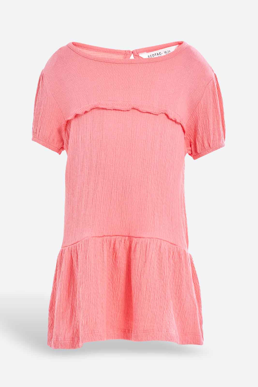 Redtag-Girls-Pink-Solid-Jacquard-Dress-Category:Dresses,-Colour:Apricot,-Deals:New-In,-Dept:Girls,-Filter:Infant-Girls-(3-to-24-Mths),-ING-Dresses,-New-In-ING-APL,-Non-Sale,-S23A,-Section:Girls-(0-to-14Yrs)-Infant-Girls-3 to 24 Months