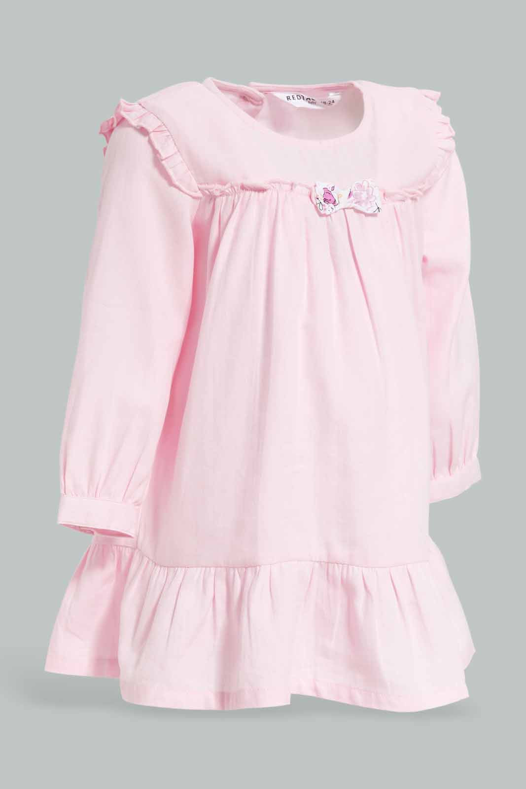 Redtag-Girls-Pink-Tired-Saolid-Dress-Category:Dresses,-Colour:Apricot,-Deals:New-In,-Dept:Girls,-Filter:Infant-Girls-(3-to-24-Mths),-ING-Dresses,-New-In-ING-APL,-Non-Sale,-S23A,-Section:Girls-(0-to-14Yrs)-Infant-Girls-