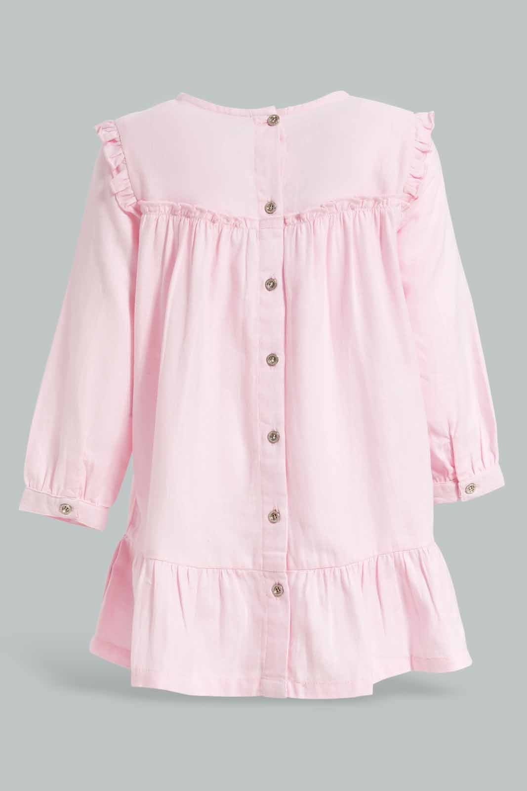 Redtag-Girls-Pink-Tired-Saolid-Dress-Category:Dresses,-Colour:Apricot,-Deals:New-In,-Dept:Girls,-Filter:Infant-Girls-(3-to-24-Mths),-ING-Dresses,-New-In-ING-APL,-Non-Sale,-S23A,-Section:Girls-(0-to-14Yrs)-Infant-Girls-