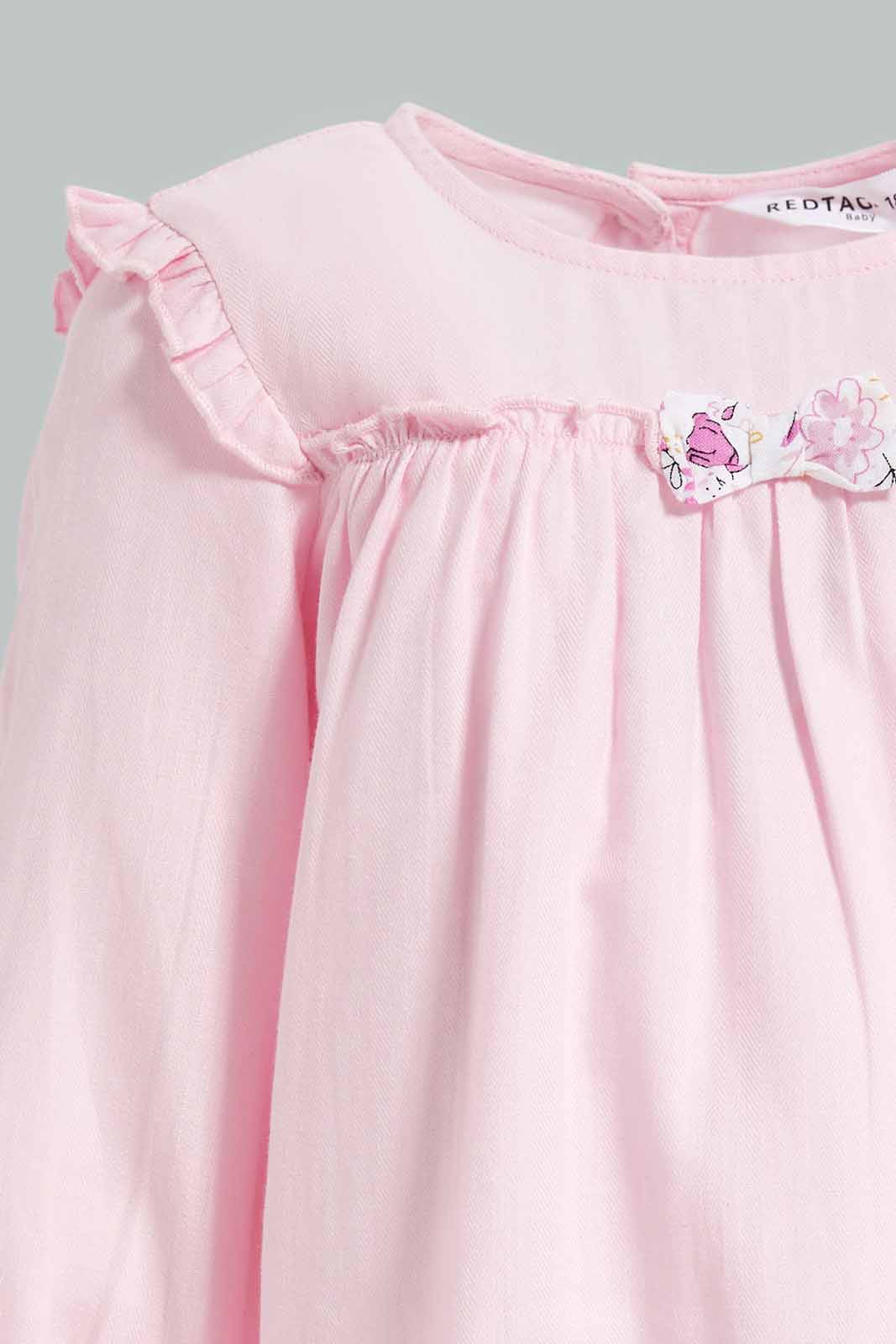 Redtag-Girls-Pink-Tired-Saolid-Dress-Category:Dresses,-Colour:Apricot,-Deals:New-In,-Dept:Girls,-Filter:Infant-Girls-(3-to-24-Mths),-ING-Dresses,-New-In-ING-APL,-Non-Sale,-S23A,-Section:Girls-(0-to-14Yrs)-Infant-Girls-