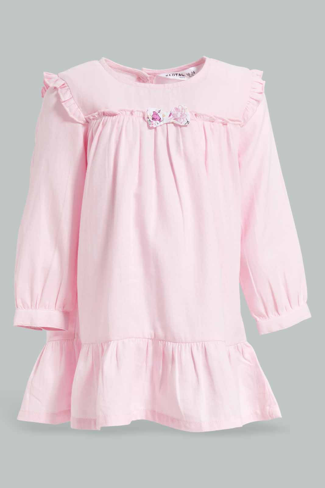 Redtag-Girls-Pink-Tired-Saolid-Dress-Category:Dresses,-Colour:Apricot,-Deals:New-In,-Dept:Girls,-Filter:Infant-Girls-(3-to-24-Mths),-ING-Dresses,-New-In-ING-APL,-Non-Sale,-S23A,-Section:Girls-(0-to-14Yrs)-Infant-Girls-