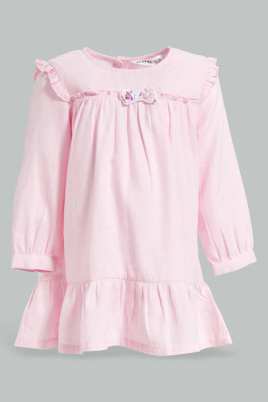 Redtag-Girls-Pink-Tired-Saolid-Dress-Category:Dresses,-Colour:Apricot,-Deals:New-In,-Dept:Girls,-Filter:Infant-Girls-(3-to-24-Mths),-ING-Dresses,-New-In-ING-APL,-Non-Sale,-S23A,-Section:Girls-(0-to-14Yrs)-Infant-Girls-