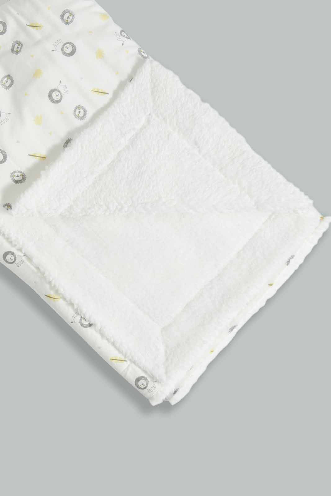 Redtag-White-Aop-Woven-Sherpa-Blanket-Category:Newborn-Accessories,-Colour:Yellow,-Deals:New-In,-Dept:New-Born,-Filter:Baby-(0-to-12-Mths),-NBF-Newborn-Accessories,-New-In-NBF-APL,-Non-Sale,-S23A,-Section:Boys-(0-to-14Yrs)-Baby-
