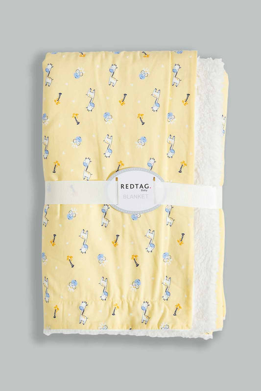 Redtag-Yellow-Aop-Woven-Sherpa-Blanket-Category:Newborn-Accessories,-Colour:Yellow,-Deals:New-In,-Dept:New-Born,-Filter:Baby-(0-to-12-Mths),-NBF-Newborn-Accessories,-New-In-NBF-APL,-Non-Sale,-S23A,-Section:Boys-(0-to-14Yrs)-Baby-