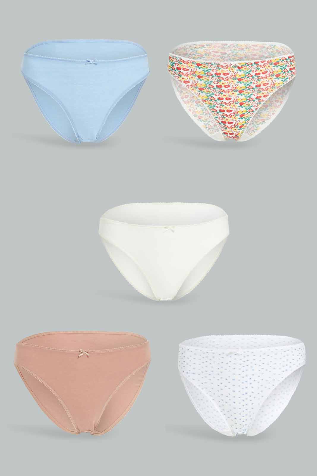 Redtag-Women-Assorted-Print/-Plain-Hileg-Briefs(5-Pack)-365,-Category:Briefs,-Colour:Assorted,-Deals:New-In,-Dept:Ladieswear,-Filter:Women's-Clothing,-New-In-Women-APL,-Non-Sale,-Section:Women,-Women-Briefs--