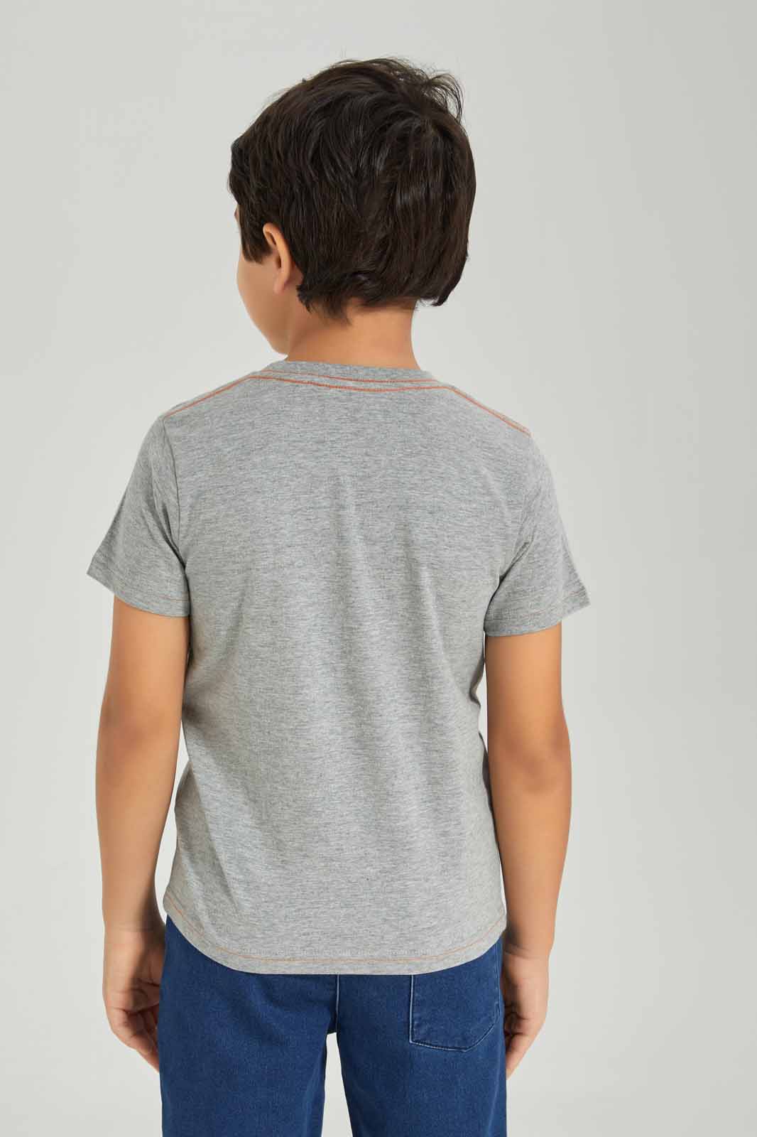 Redtag-Boys-Grey-Pouch-Bag-Print-T-Shirt-With-Kint-Denim-BOY-Sets,-Category:Sets,-Colour:Grey,-Deals:New-In,-Dept:Boys,-Filter:Boys-(2-to-8-Yrs),-New-In-BOY-APL,-Non-Sale,-S23A,-Section:Boys-(0-to-14Yrs)-Boys-2 to 8 Years