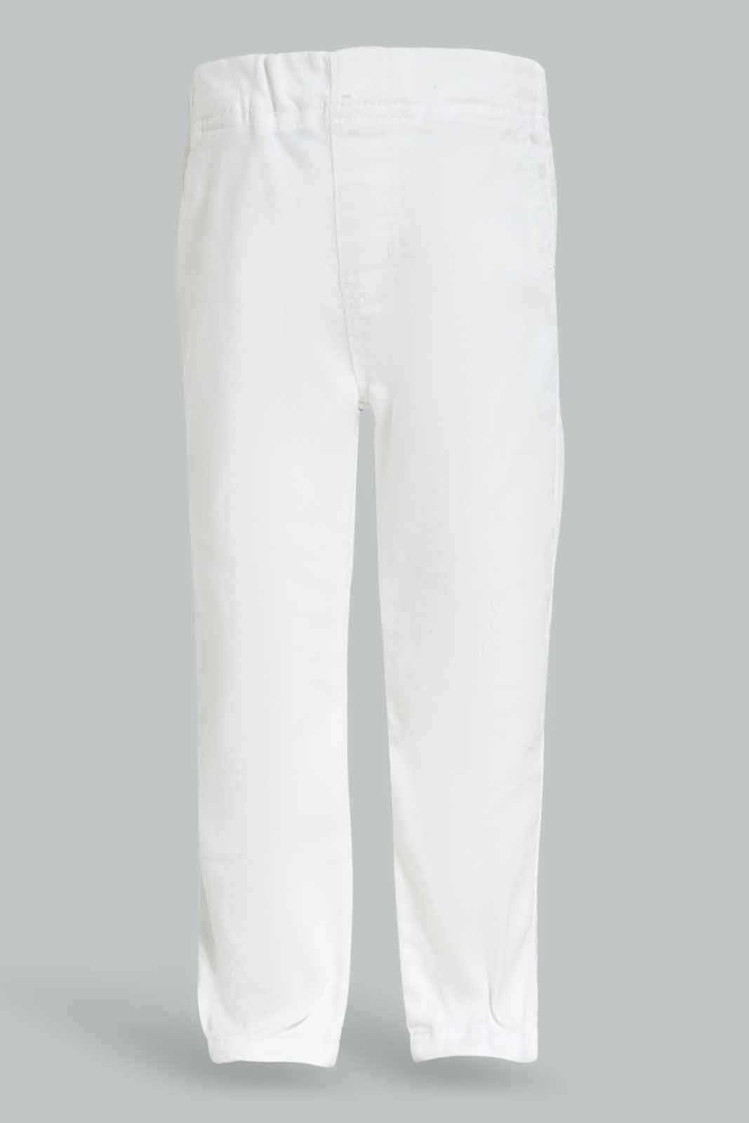 Redtag-Boys-White-Jogger-Jean-Category:Jeans,-Colour:White,-Deals:New-In,-Dept:Boys,-Filter:Infant-Boys-(3-to-24-Mths),-INB-Jeans,-New-In-INB-APL,-Non-Sale,-S23A,-Section:Boys-(0-to-14Yrs),-TBL-Infant-Boys-