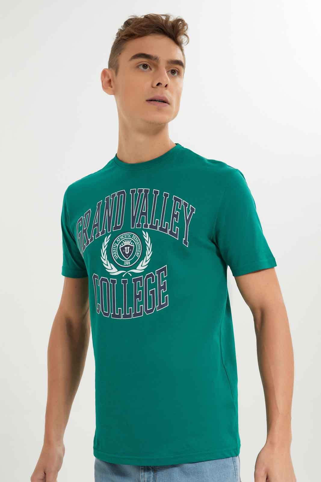 Redtag-Men-Green-Graphic-T-Shirt-Category:T-Shirts,-Colour:Green,-Deals:New-In,-Dept:Menswear,-Filter:Men's-Clothing,-Men-T-Shirts,-New-In-Men-APL,-Non-Sale,-S23A,-Section:Men,-TBL-Men's-