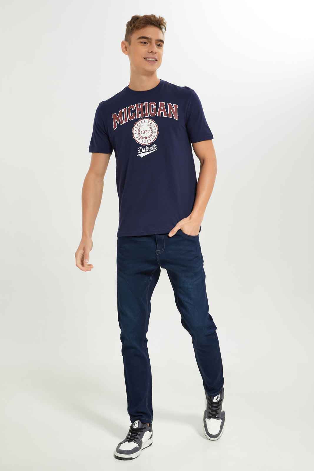 Redtag-Men-Navy-Graphic-T-Shirt-Category:T-Shirts,-Colour:Navy,-Deals:New-In,-Dept:Menswear,-Filter:Men's-Clothing,-Men-T-Shirts,-New-In-Men-APL,-Non-Sale,-S23A,-Section:Men,-TBL-Men's-