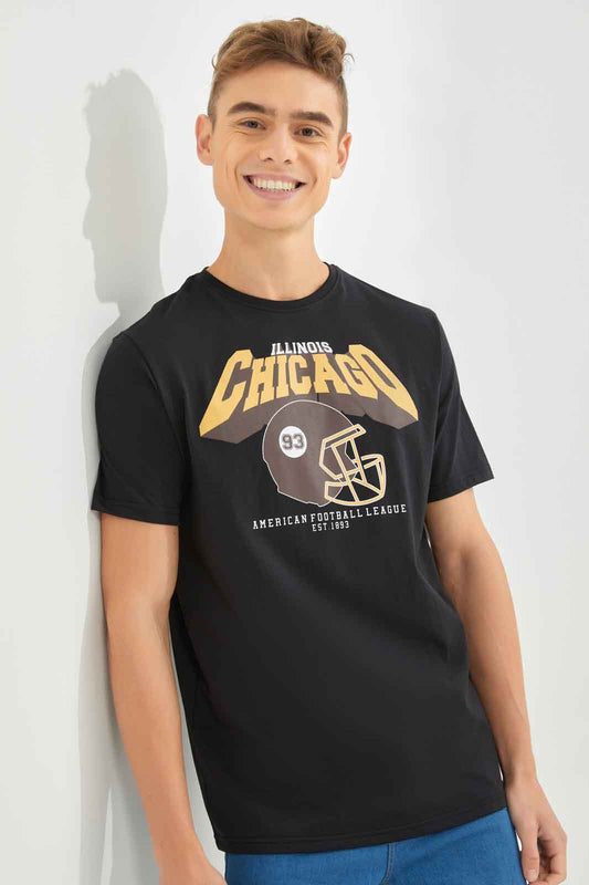 Redtag-Men-Black-Graphic-T-Shirt-Category:T-Shirts,-Colour:Black,-Deals:New-In,-Dept:Menswear,-Filter:Men's-Clothing,-Men-T-Shirts,-New-In-Men-APL,-Non-Sale,-S23A,-Section:Men,-TBL-Men's-
