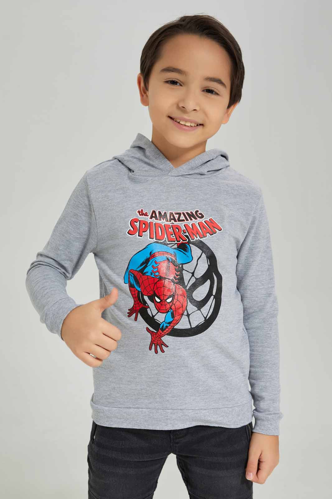 Redtag-Boys-Grey-Spiderman-Hooded-Sweatshirt-BOY-Sweatshirts,-Category:Sweatshirts,-CHA,-Colour:Grey,-Deals:New-In,-Dept:Boys,-Filter:Boys-(2-to-8-Yrs),-New-In-BOY-APL,-Non-Sale,-S23A,-Section:Boys-(0-to-14Yrs),-TBL-Boys-2 to 8 Years
